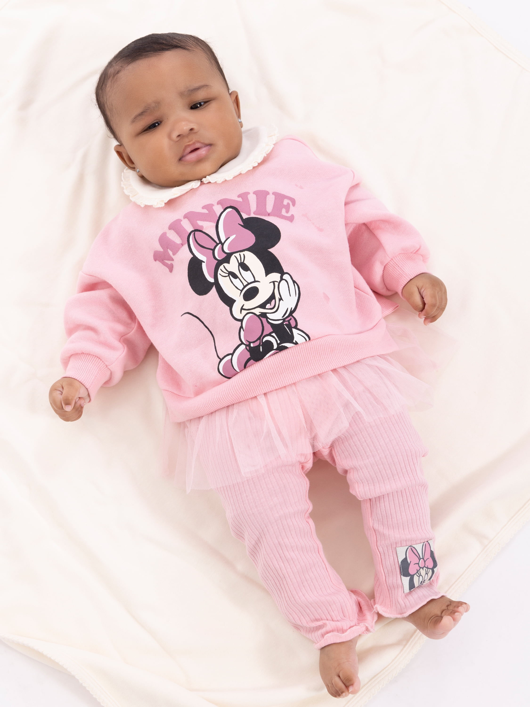 Minnie Mouse Baby Girls Layered Sweatshirt and Leggings Outfit Set, 2-Piece, Sizes 0M-24M
