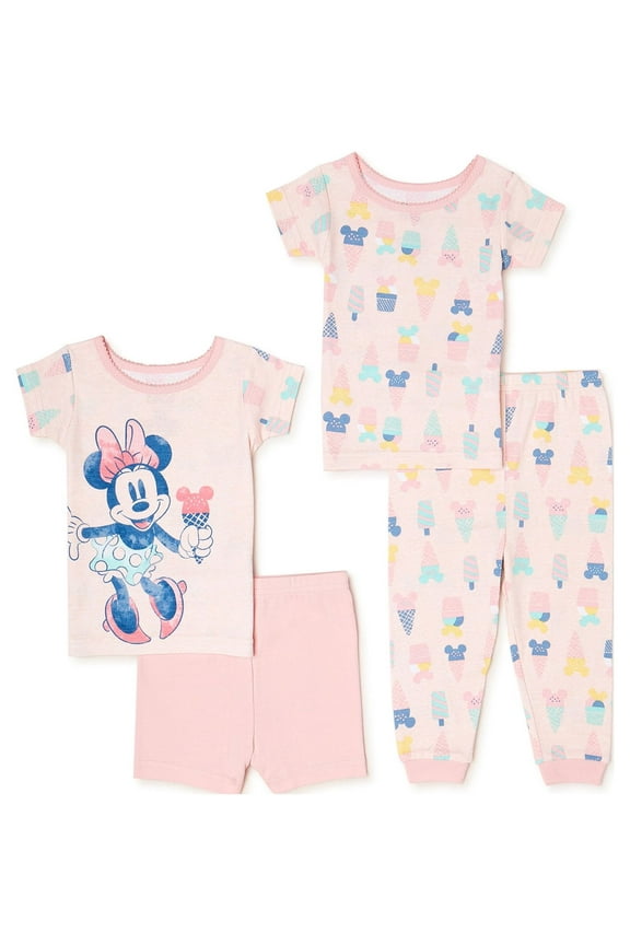 Baby Girl T-Shirt, Short, and Pants Pajama Set, 4-Piece, Sizes 9M-24M