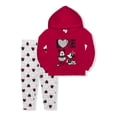 thumbnail image 1 of Minnie Mouse Baby Girl & Toddler Girl Valentine's Day Fleece Pullover Hooded Sweatshirt & Leggings, 2-Piece Outfit Set, Sizes 12M-4T, 1 of 5