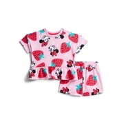 Baby Girls' Allover Print Short Sleeve Tee and Matching Shorts Set, 2-Piece, 0/2M-6/9M