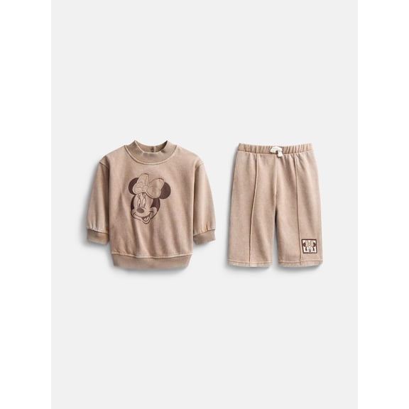 Minnie Mouse Baby Girls Mock Neck Sweatshirt and Pants Set, 2 Piece, Sizes 0/3M-24M