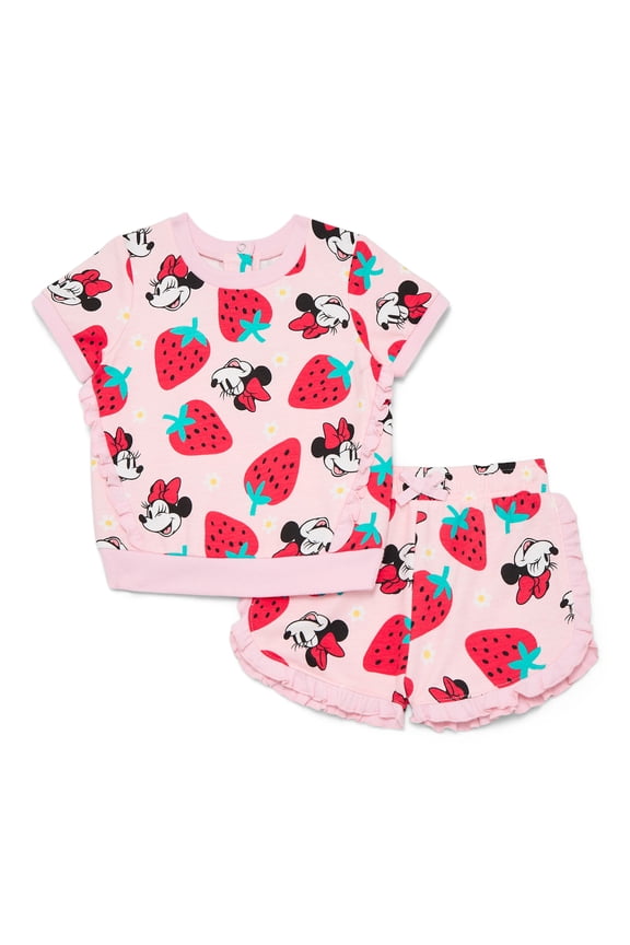 Baby Girls Allover Print Ruffle Shirt and Shorts Set, 2 Piece, Sizes 0/3M-24M