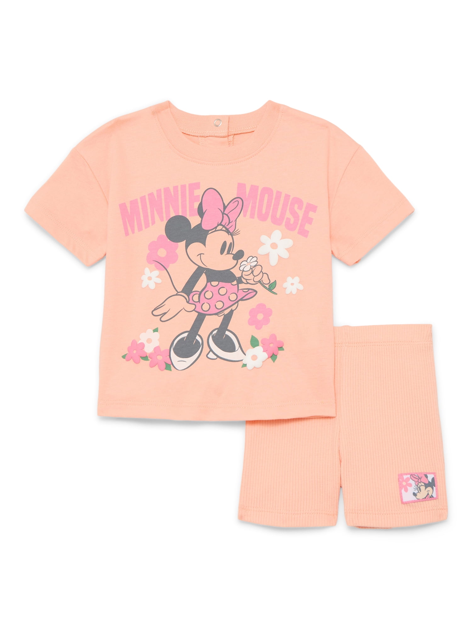 Minnie Mouse Baby Girls Graphic Tee and Bike Shorts Set, 2-Piece, Sizes Newborn-24M