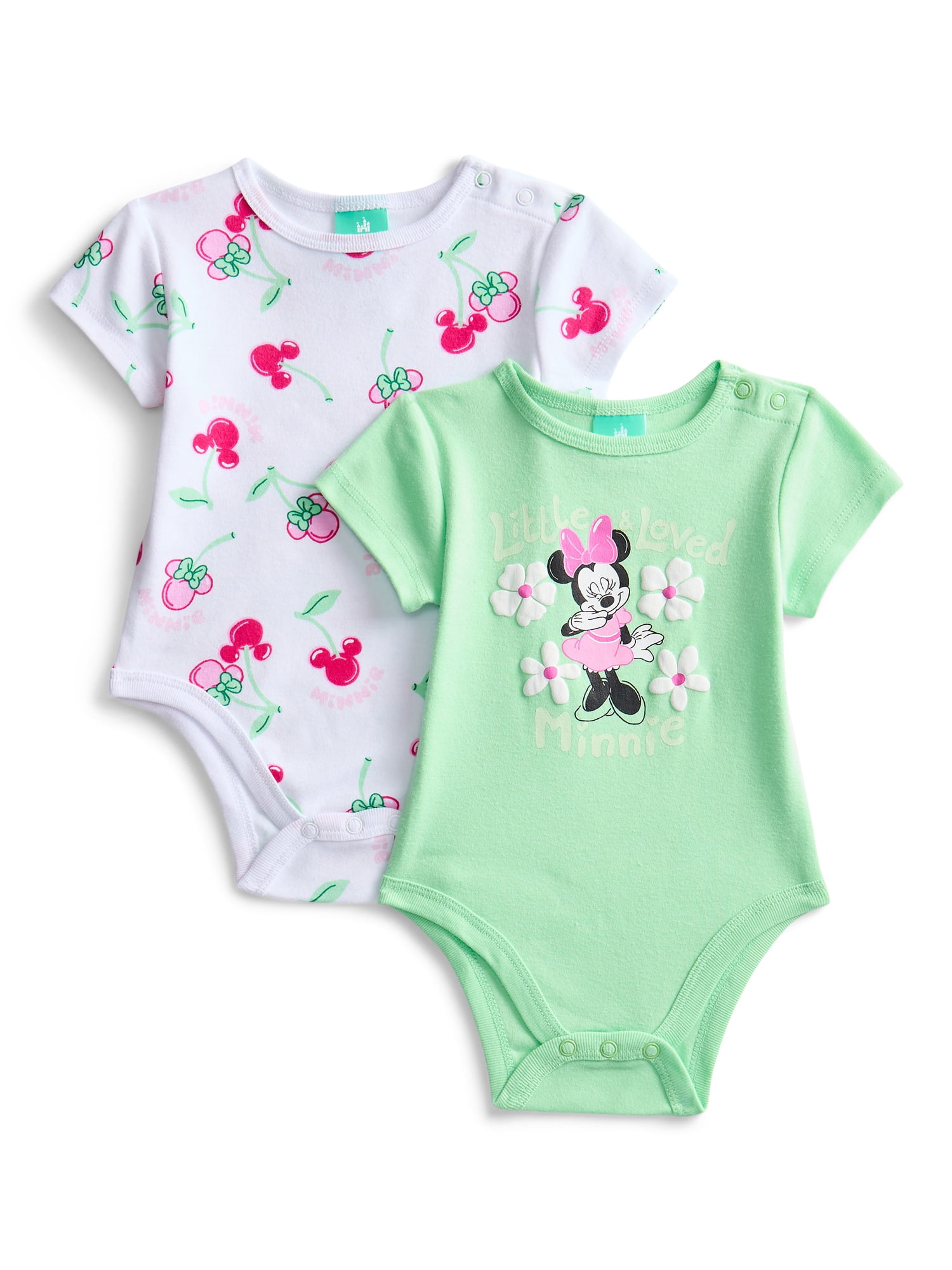 Minnie Mouse Baby Girls Graphic One-Piece Bodysuits, 2-Pack, Sizes 0/3M-24M