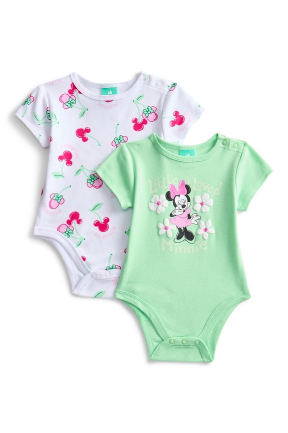 Minnie Mouse Baby Girls Graphic One-Piece Bodysuits, 2-Pack, Sizes 0/3M-24M