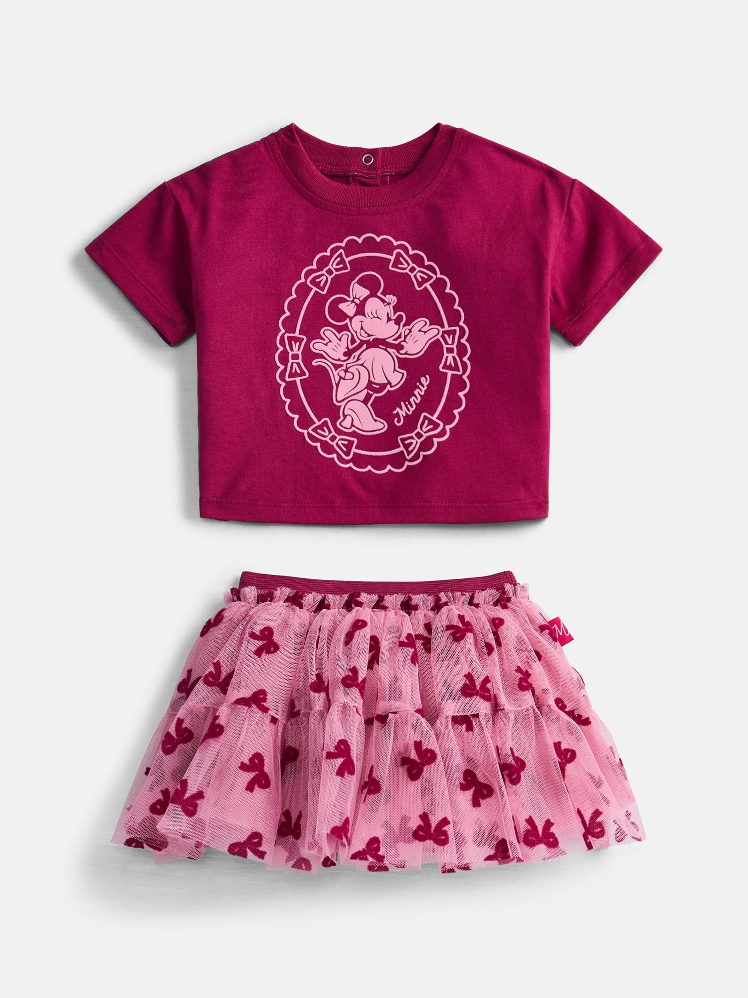 Minnie Mouse Baby Girls Graphic Tee with Short Sleeves and Tutu Skirt Set, Sizes 0/3M-6/9M
