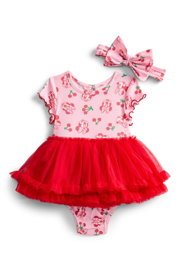 Minnie Mouse Baby Girls Tutu Bodysuit and Matching Headband, 2-Piece, Sizes 0/3M-24M