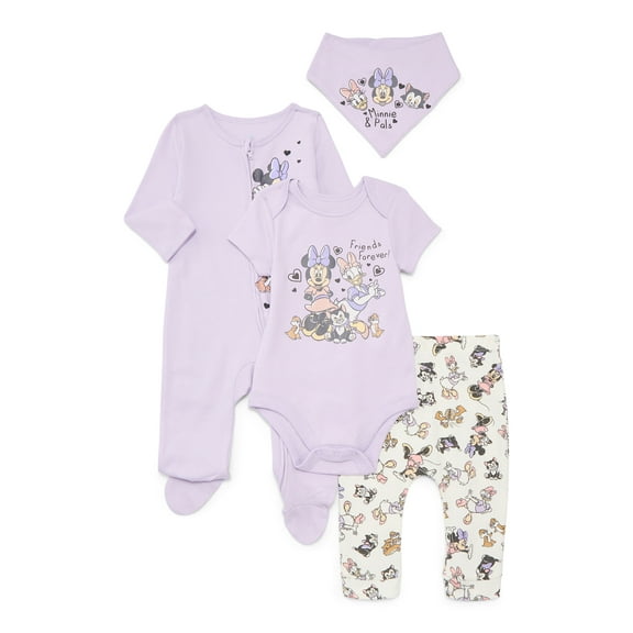 Minnie Mouse Baby Layette Newborn Essentials Gift Set, 4-Piece, Sizes Newborn-12 Months