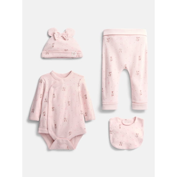 Disney Minnie Mouse Unisex Baby Allover Print Take Me Home Layette Outfit Set, 4-Piece, Sizes Preemie-6/9M