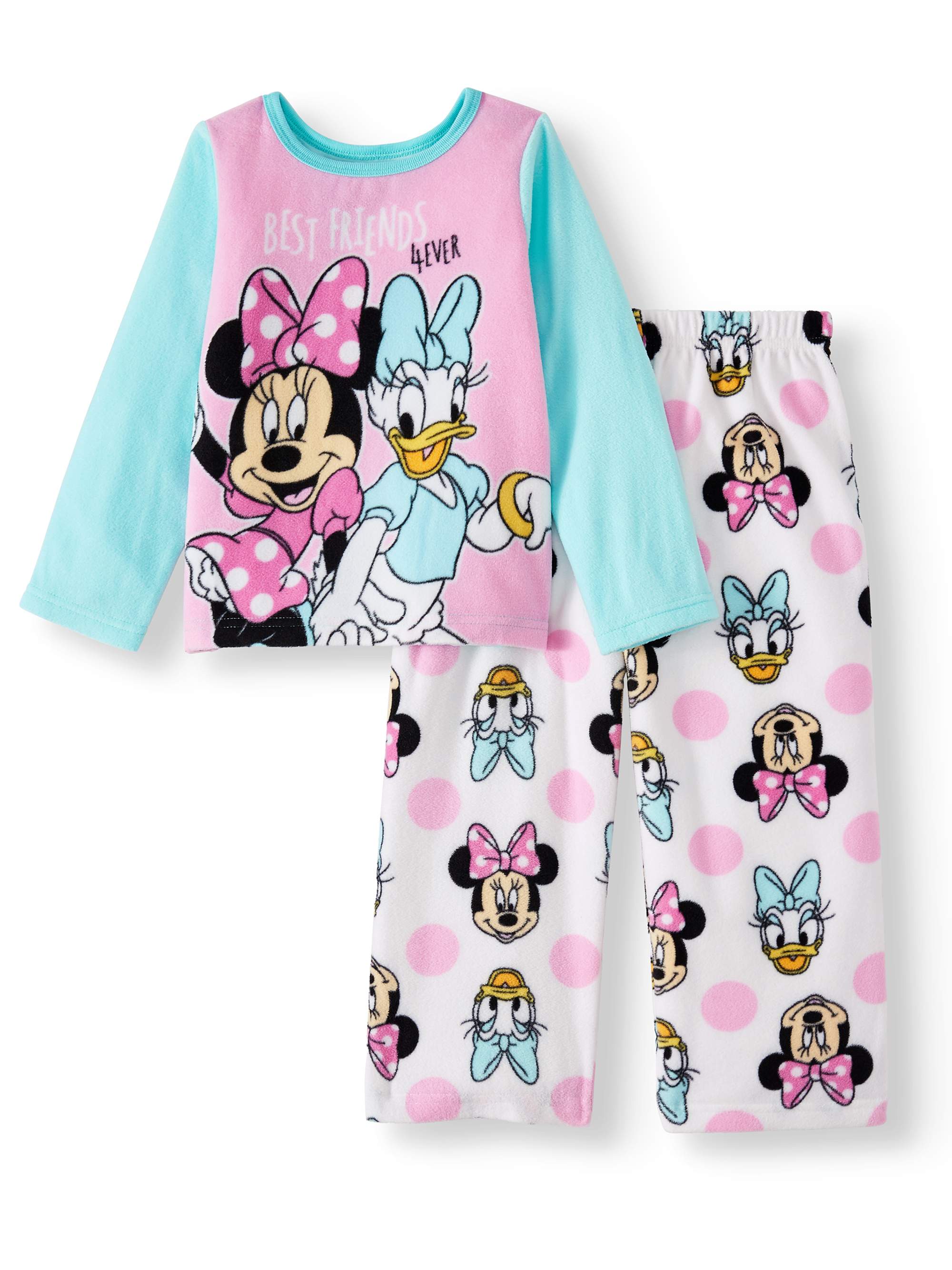 Minnie Mouse Baby Toddler Girl Long Sleeve Microfleece Pajamas, 2Pc Set