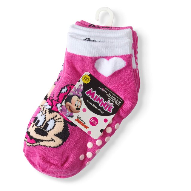 Minnie Mouse Baby Toddler Girl Speckled Yarn Quarter Socks, 5pack