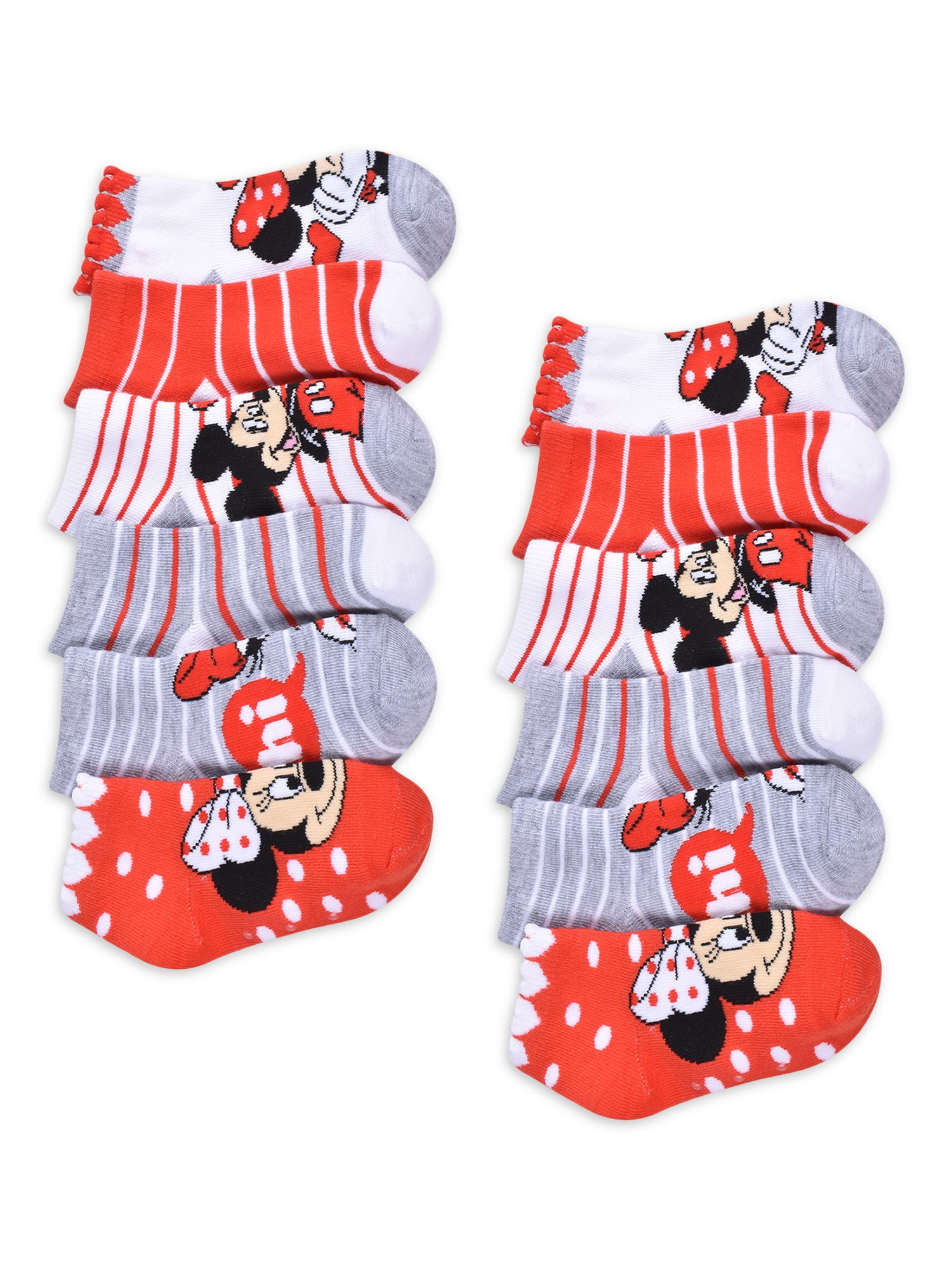 Minnie Mouse Baby and Toddler Girl Socks, 12Pack, Sizes 18M5T