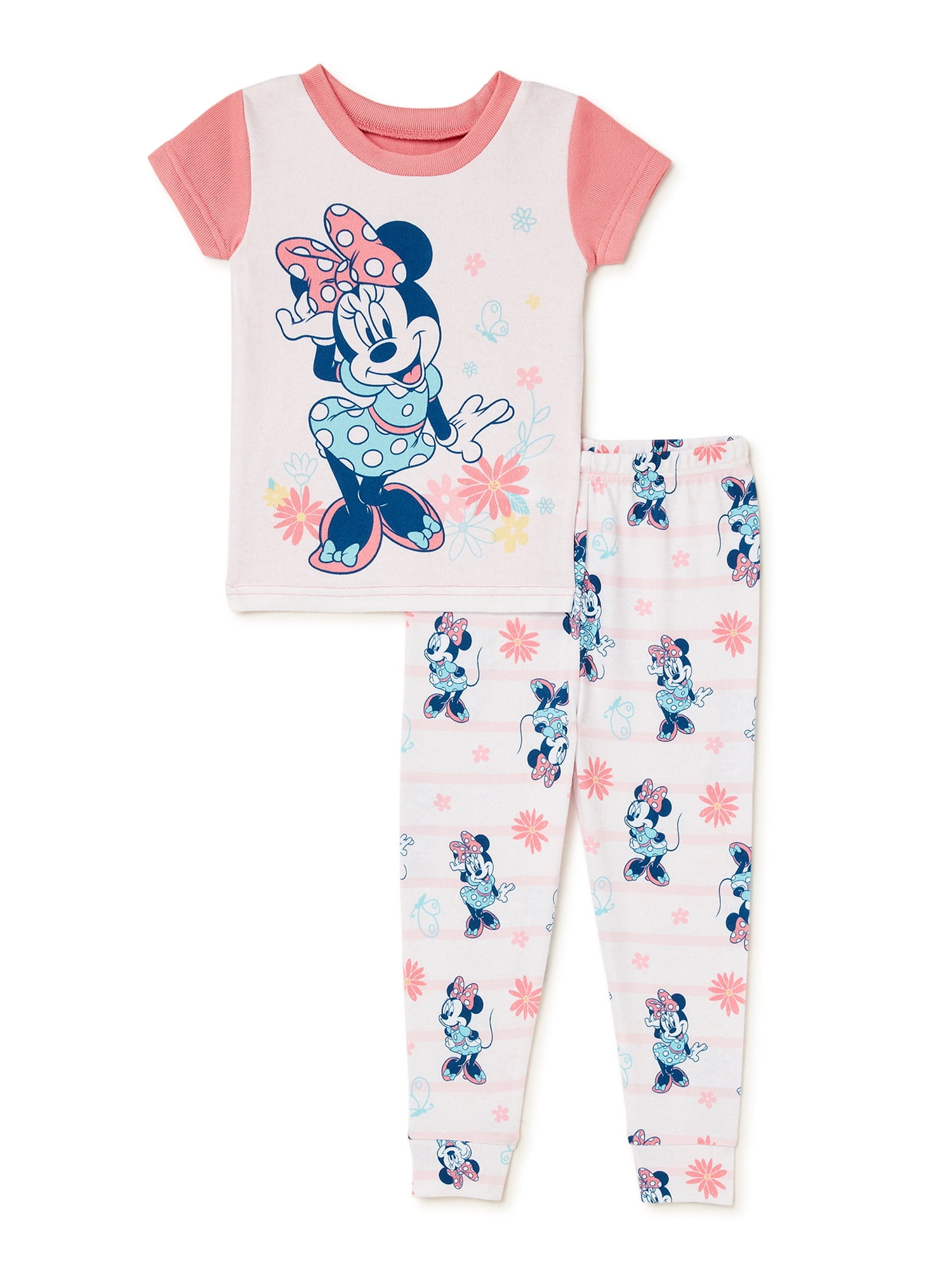 Minnie Mouse Baby and Toddler Girl T-Shirt and Pant Pajama Set, 2-Piece, Sizes 12M-4T