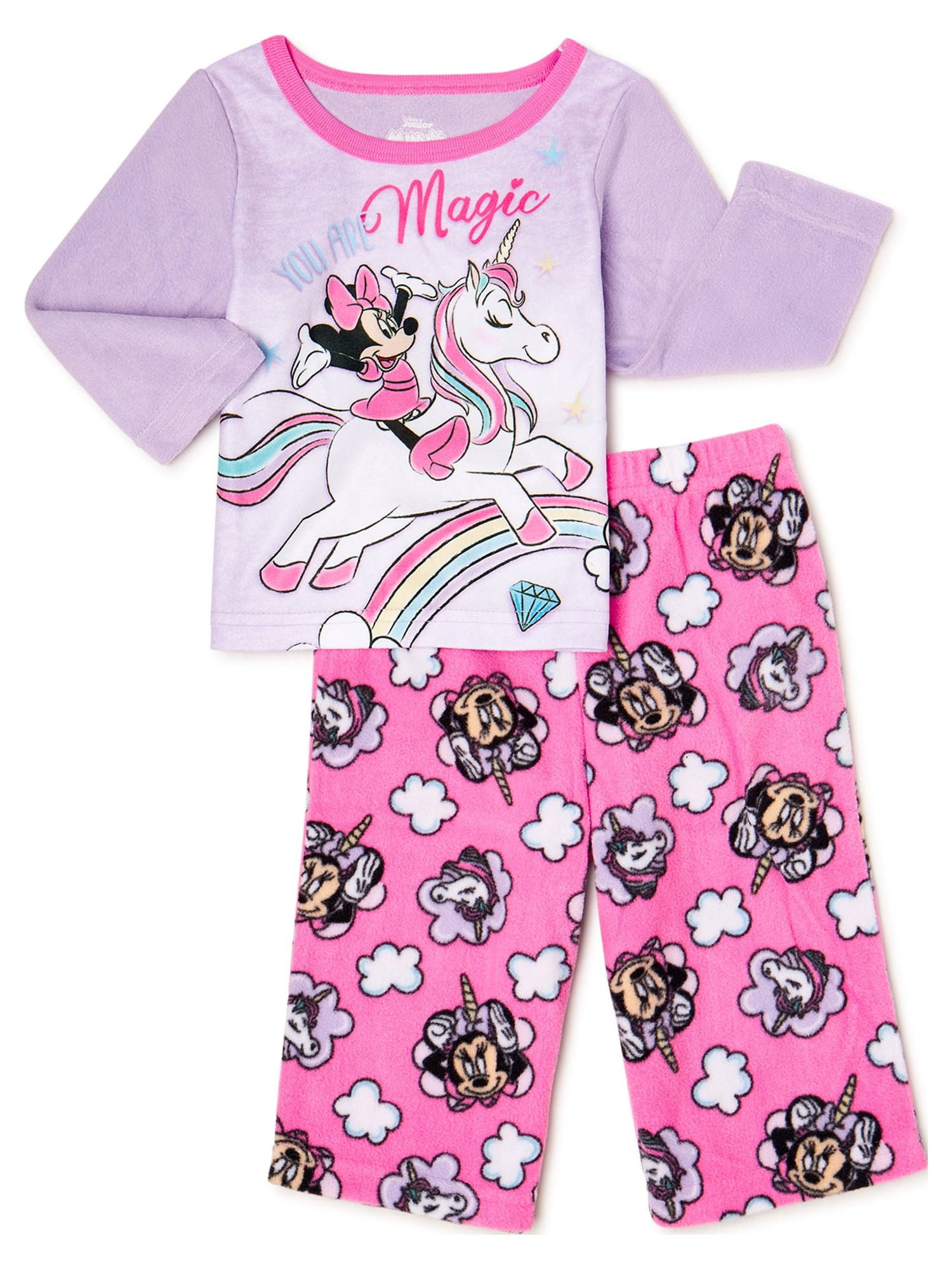 Minnie Mouse Toddler Girl's Dot Polyester and Fleece Pants Pajama Set -  Little Dreamers Pajamas