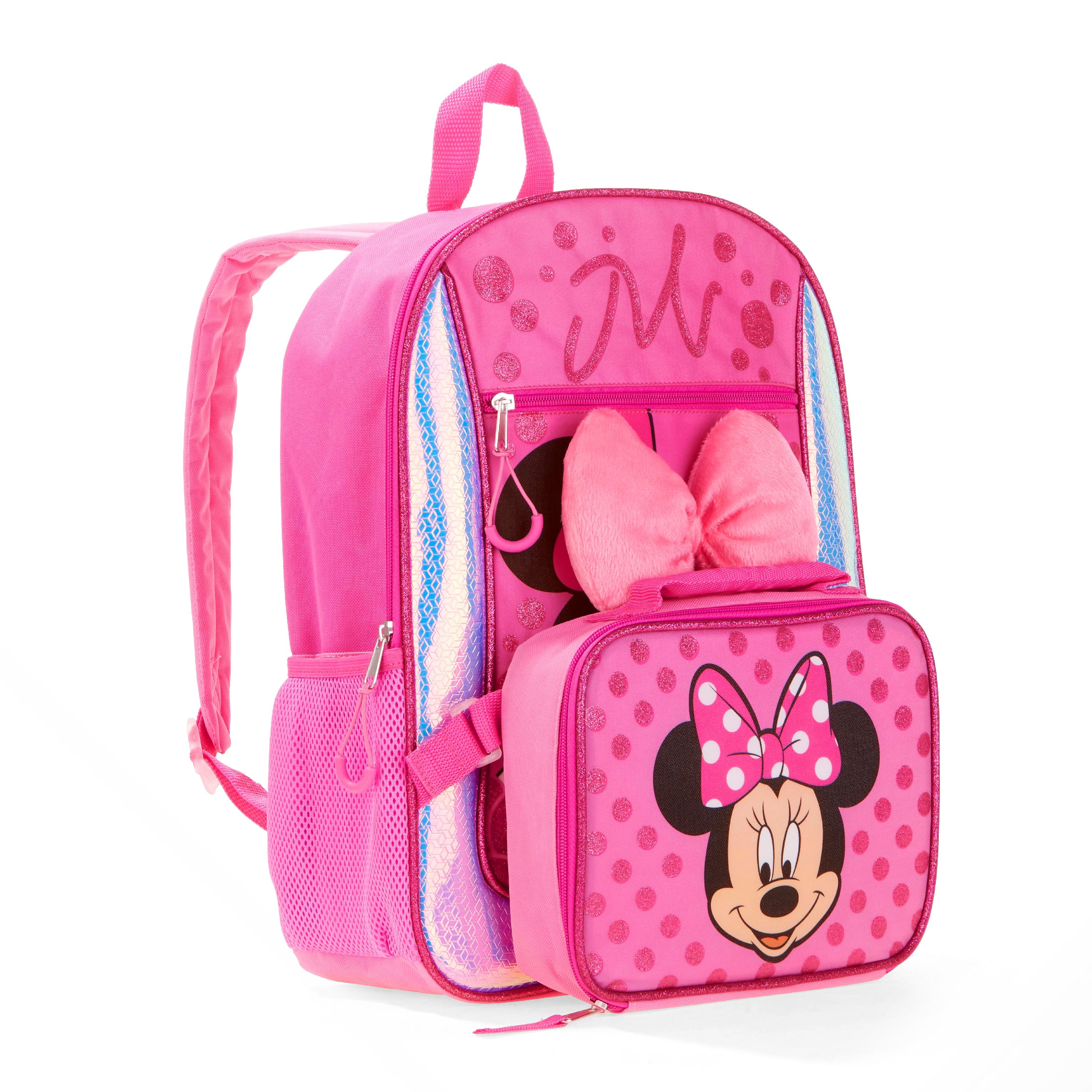 Disney Minnie Mouse Girls School Backpack Lunch Box Book Bag SET
