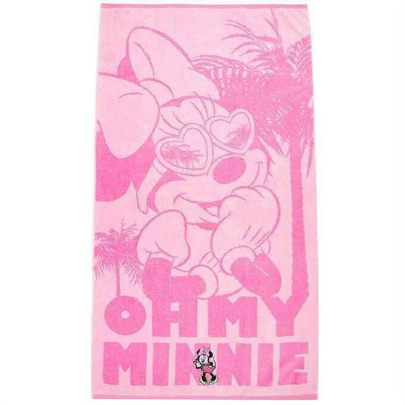 Minnie Mouse Beach Towel Pink with Embroidered Applique 34" x 63"