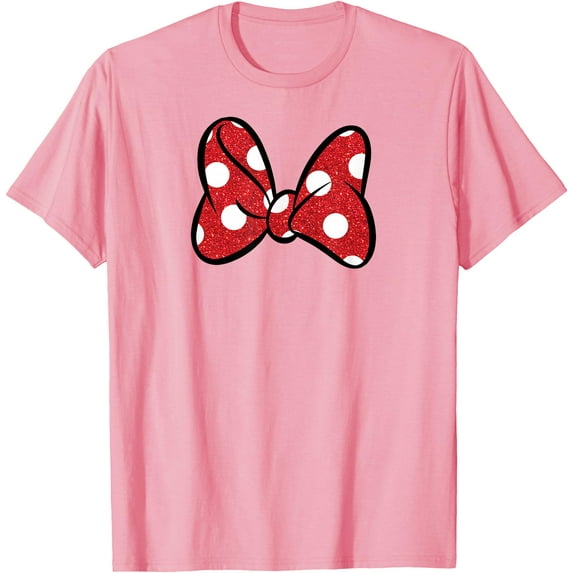 Minnie Mouse Big Bow DTG Print Unisex T-Shirt,Light Pink Color,Size YL