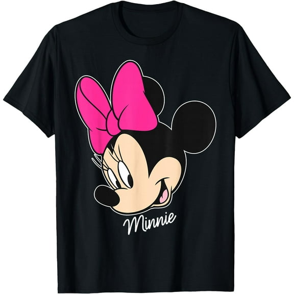 Minnie Mouse Big Face DTG Print Unisex T-Shirt,Black Color,Size 4T