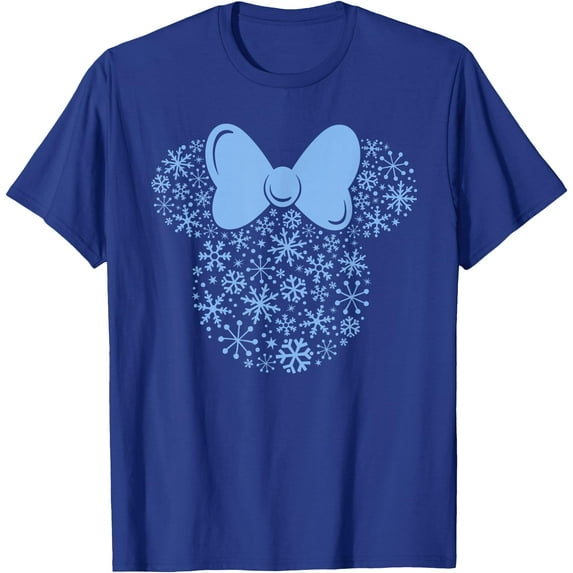Minnie Mouse Blue Snowflakes Icon Holiday DTG Print Unisex T-Shirt,Royal Blue Color,Size 2T
