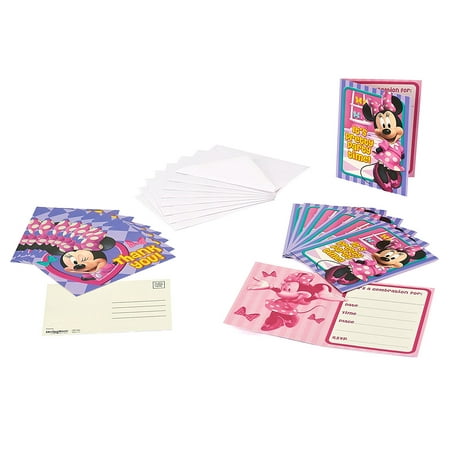 Minnie Mouse Bow-Tique Party Invite and Thank You Combo, 8ct