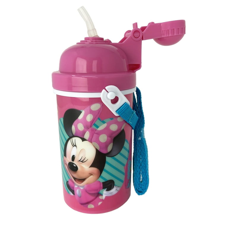 Zak Designs Minnie Mouse Kids Water Bottle Canteen with Pop Up Lid and  Carrying Strap 12oz