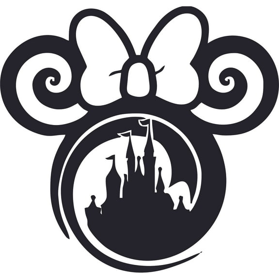 Minnie Mouse Castle Cartoon Character Wall Vinyl Decors Sticker Art Design Decal Girl Boy Kids Room Bedroom Nursery Kindergarten Home Decor Sticker Vinyl Design Decoration Size (30x27 inch)