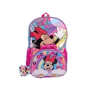 Disney Minnie Mouse Girls "Choose Happy" Rainbow 17" 2-Piece Backpack & Lunch Set, Pink