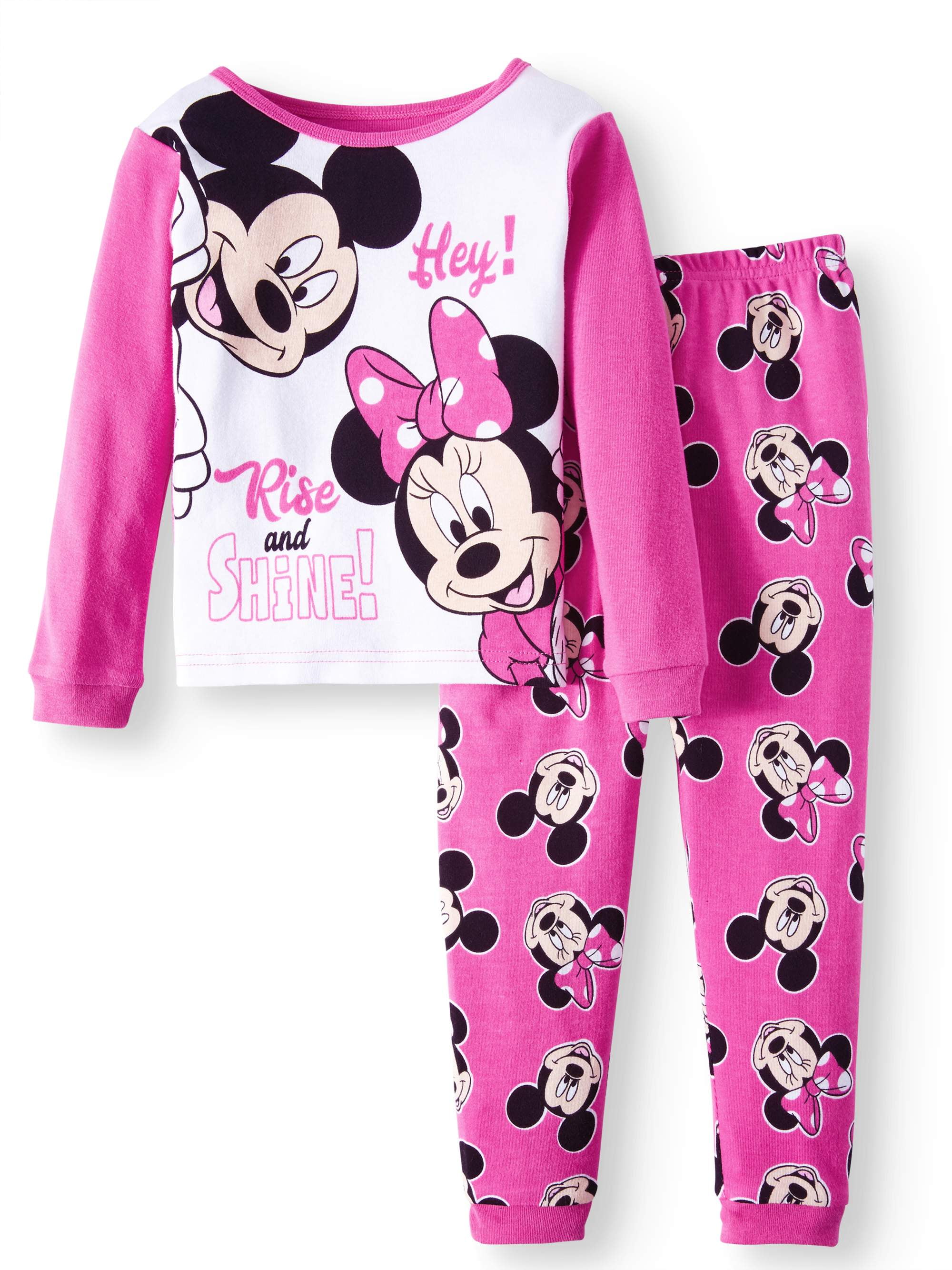 Minnie Mouse Cotton Tight Fit Pajamas, 2piece Set (Toddler Girls