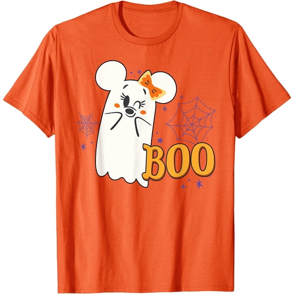 Minnie Mouse Cute Little Ghost Boo Halloween DTG Print Unisex T-Shirt,Orange Color,Size 2T