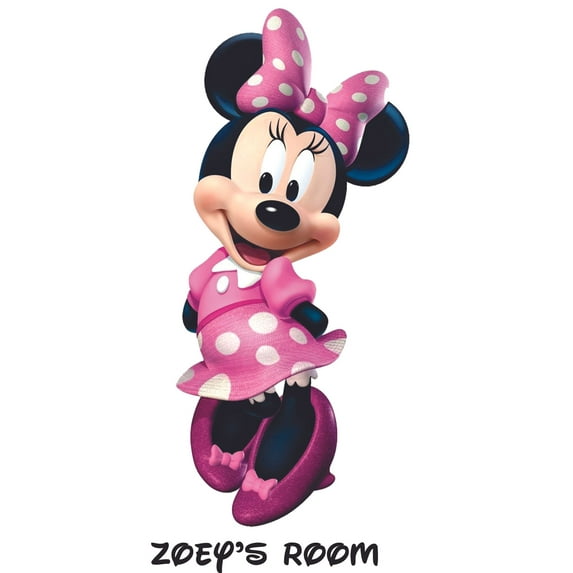 Minnie Mouse Cute Lovely Cartoon Customized Wall Decal - Custom Vinyl Wall Art - Personalized Name - Baby Girls Boys Kids Bedroom Wall Decal Room Decor Wall Stickers Decoration Size (40x35 inch)