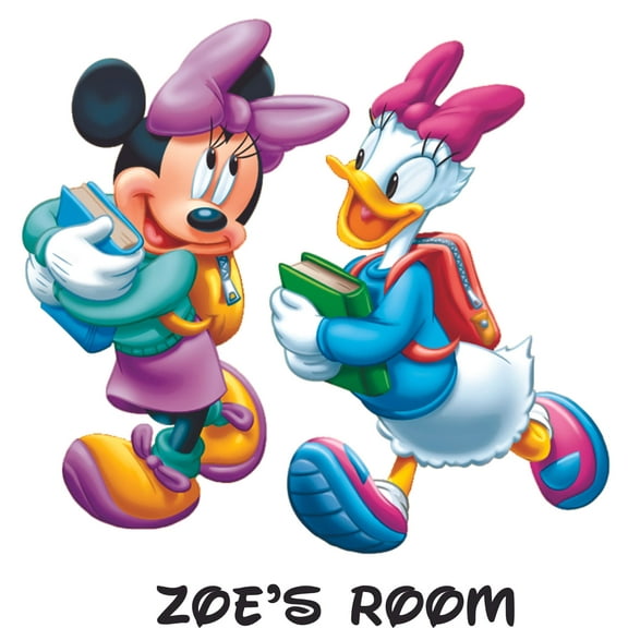 Minnie Mouse Daisy Duck Cartoon Customized Wall Decal - Custom Vinyl Wall Art - Personalized Name - Baby Girls Boys Kids Bedroom Wall Decal Room Decor Wall Stickers Decoration Size (30x30 inch)