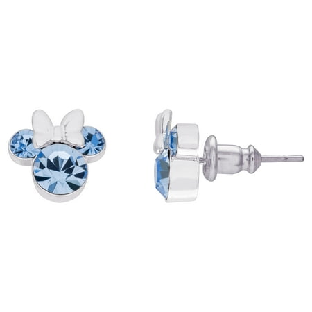 Minnie Mouse December Birthstone Silver-Plated Crystal Stud Earrings