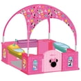 thumbnail image 1 of Minnie Mouse Deluxe Playhouse with Canopy by Delta Children – Ages 2+ - Shaded Outdoor Playhouse for Kids with Water Tables, Interactive Features, Room for Multiple Toddlers to Play, 1 of 1