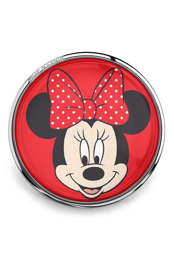 Snap Jewelry 18MM Minnie Mouse Ginger Charm with Red Background and Polka Dot Bow