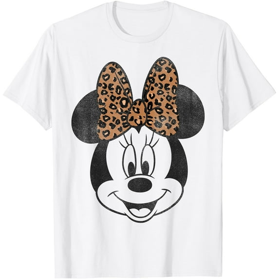 Minnie Mouse Distressed Vintage Leopard Bow Portrait DTG Print Unisex T-Shirt