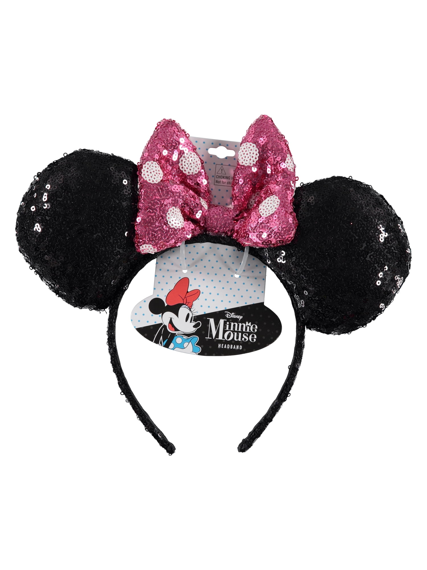 Minnie Mouse Ears Headband, Pink and White Polka Dot Bow
