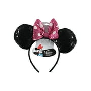 Minnie Mouse Ears Headband, Pink and White Polka Dot Bow