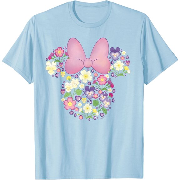 Minnie Mouse Floral DTG Print Unisex T-Shirt,Light Blue Color,Size YS