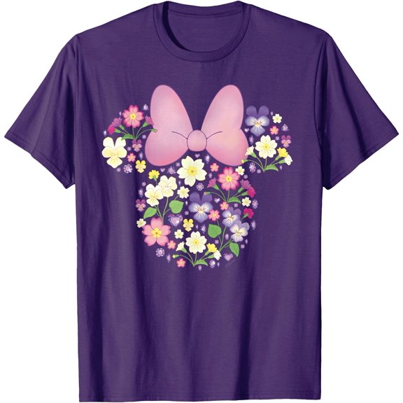 Minnie Mouse Floral DTG Print Unisex T-Shirt,Purple Color,Size 2T