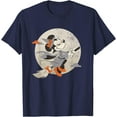thumbnail image 1 of Minnie Mouse Flying Witch Halloween DTG Print Unisex T-Shirt,Navy Color,Size M, 1 of 5