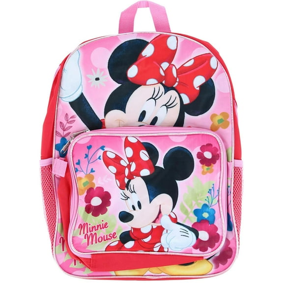 Minnie Mouse Girl's 16" Backpack W/Detachable Lunch Box