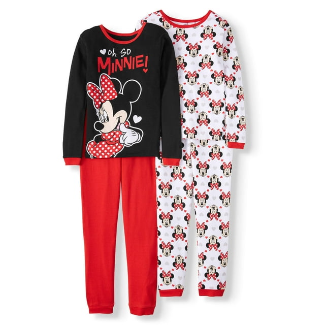 Minnie Mouse Girl's 4-Piece Cotton Pajama Sleep Set (Little Girls & Big Girls)