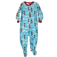 thumbnail image 1 of Minnie Mouse Girl's Blue Holiday Print Fleece Footed Blanket Sleeper, Size 4T, 1 of 1
