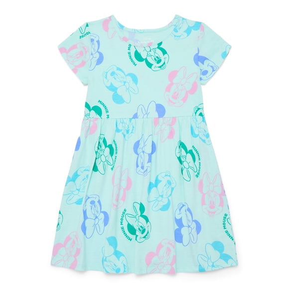 Minnie Mouse Girls Print Dress with Short Sleeves, Sizes 4-12