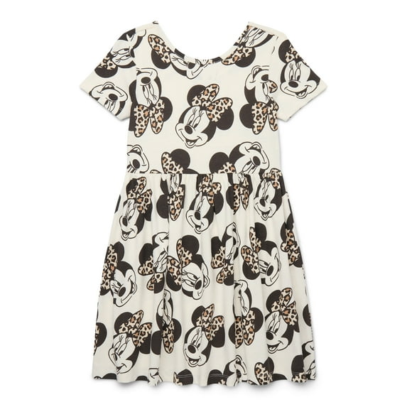 Minnie Mouse Girls' Print Dress with Short Sleeves, Sizes 4-12