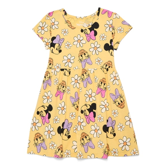 Minnie Mouse Girls' Print Dress with Short Sleeves, Sizes 4-12