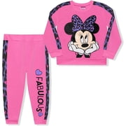 Minnie Mouse Girls 2 Piece Crewneck Character Long Sleeve and Jogger Set, Toddler