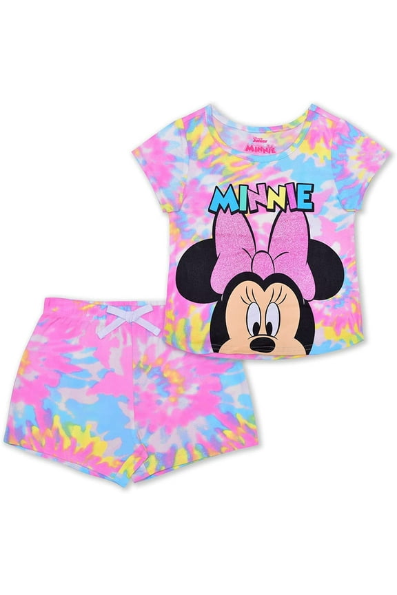 Disney Minnie Mouse Girls 2 Piece Set; Tie Dye T-Shirt and Shorts Set for Infants and Toddlers