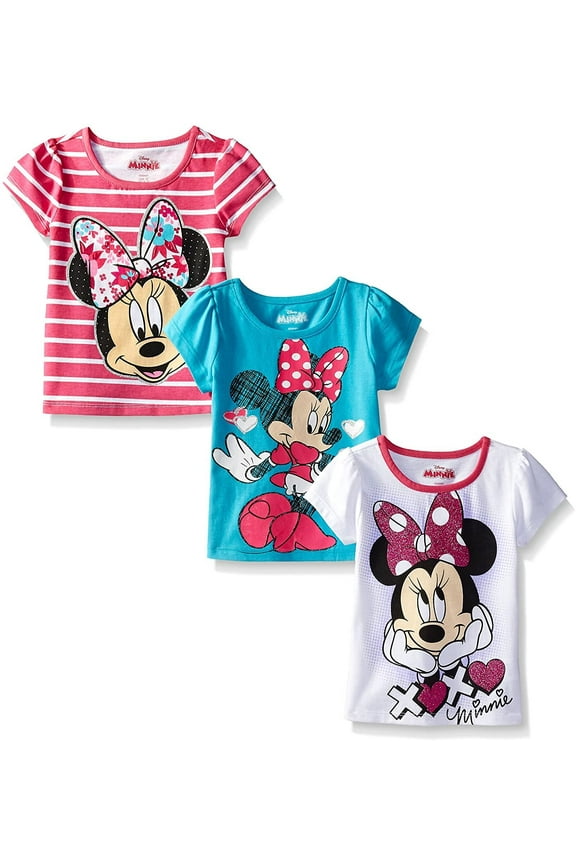 Minnie Mouse Girls 3 Pack Character Short Sleeve Tees, Toddler