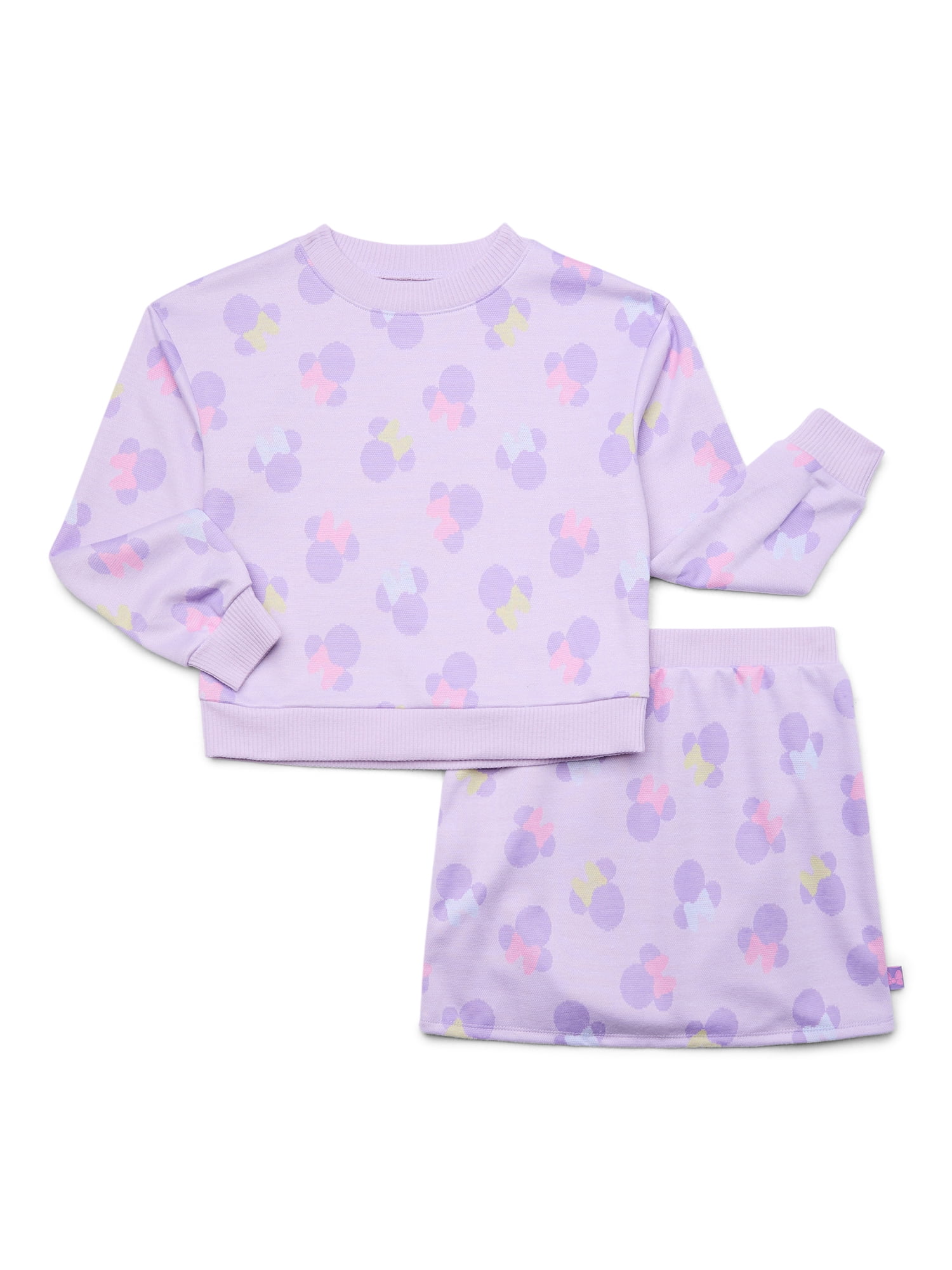 Nautinati Dark Blue Minnie Mouse Print Sweatshirt Dress For Girls